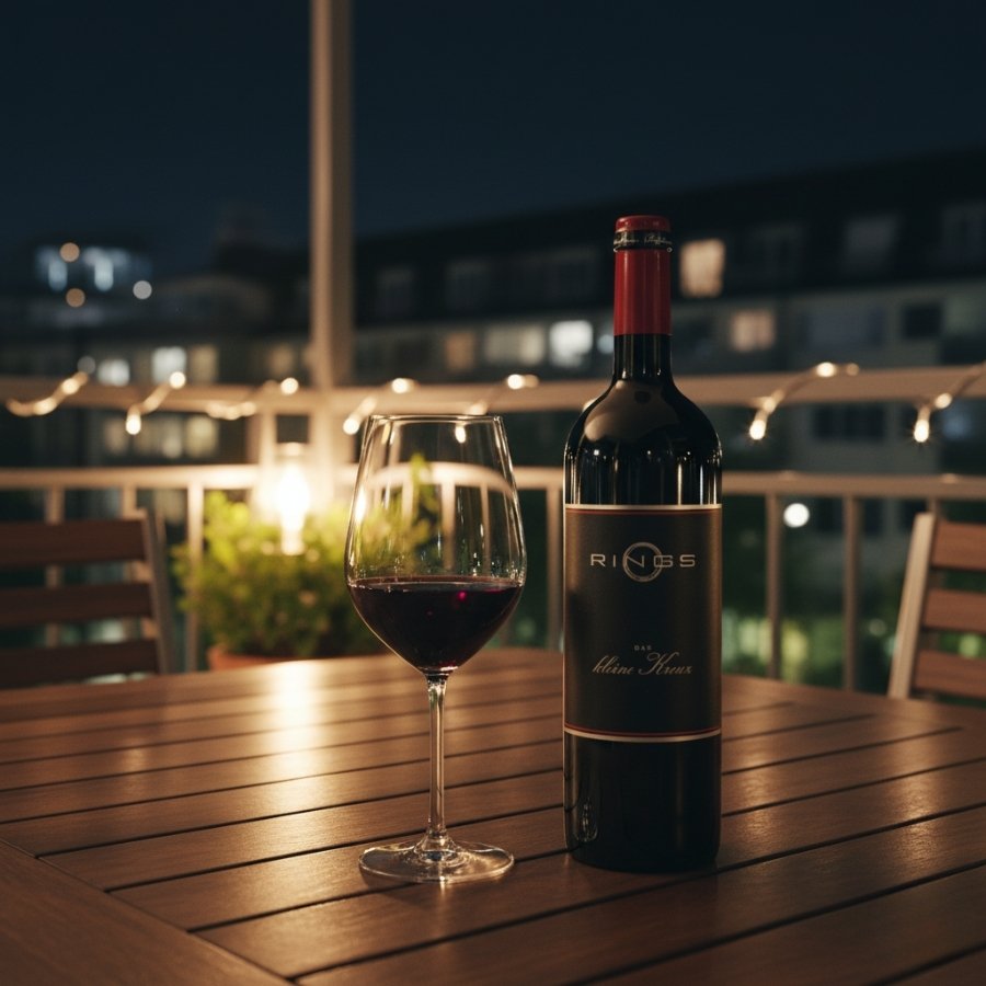 Saint Laurent Wein neben Glas auf Tisch